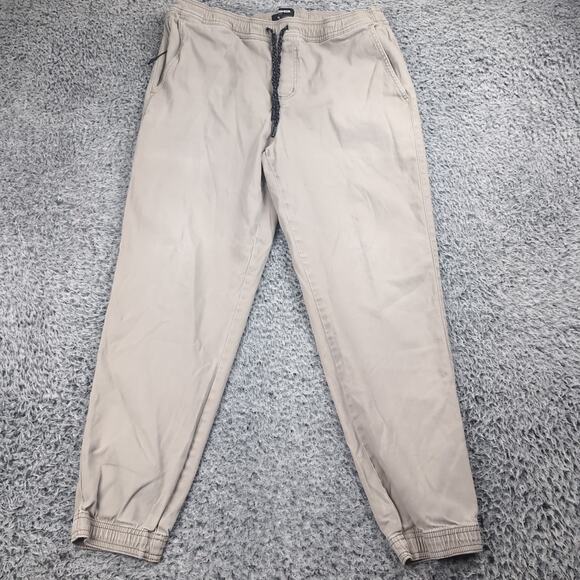 RSQ Pants Men Large Beige Pull On Jogger Skinny Slim Casual Skate Surf Normcore - Picture 3 of 10